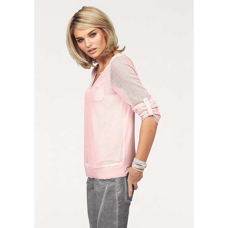 LAURA SCOTT Tričko s dlouhým rukávem Laura Scott růžová - Normální délka (N)