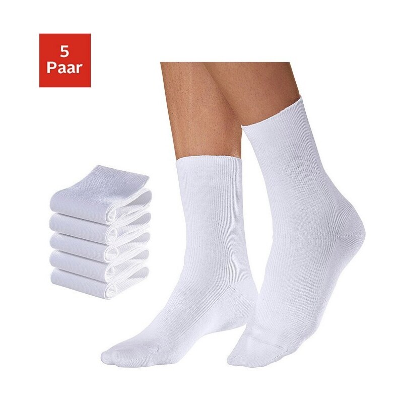 Lékařské a sesterské ponožky, 5 párů 5x bílá