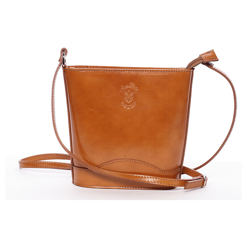 Dámská kožená crossbody kabelka světle hnědá - ItalY Bryana koňak 88676096