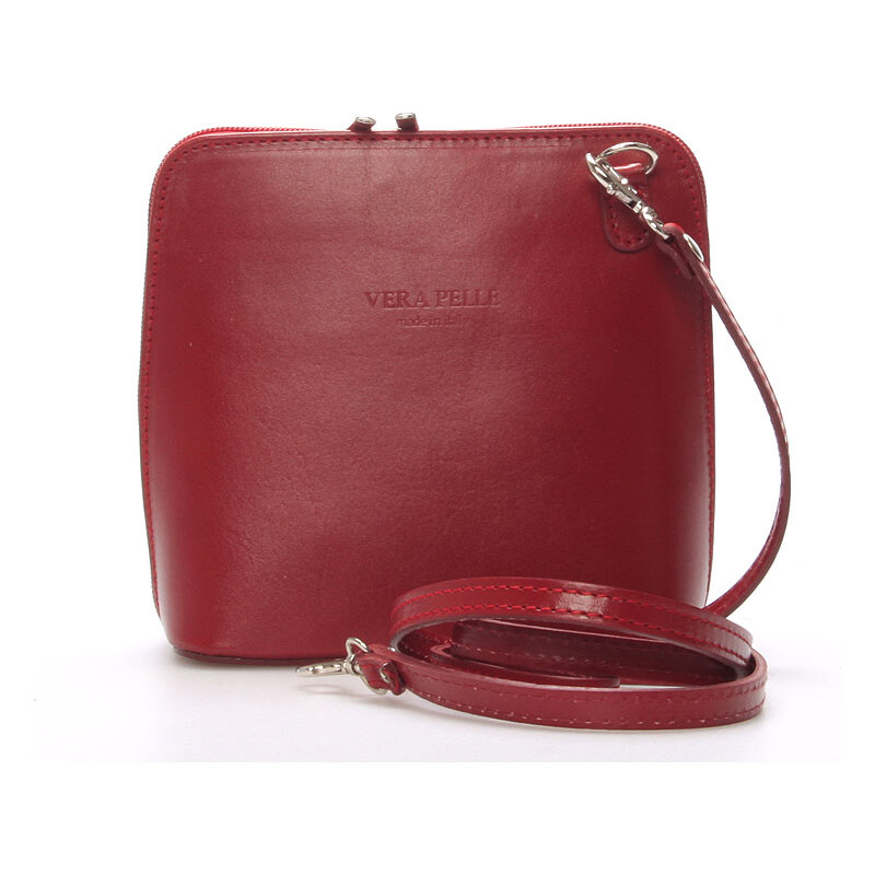 Dámská kožená crossbody kabelka tmavě červená - ItalY Hannah červená 15079345