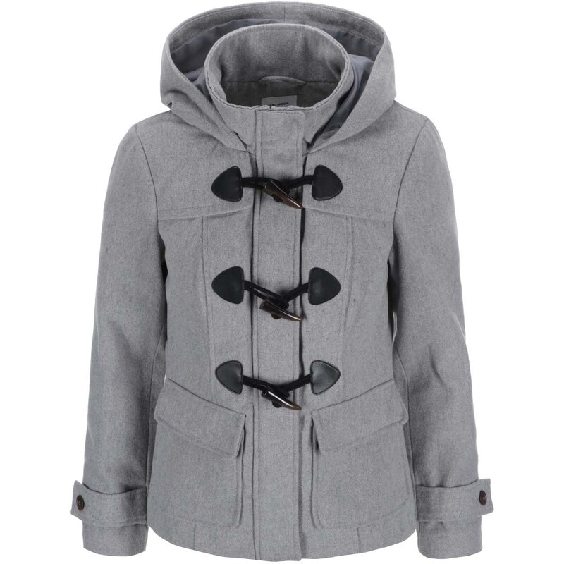 Šedý kratší kabát s kapucí Vero Moda Mella