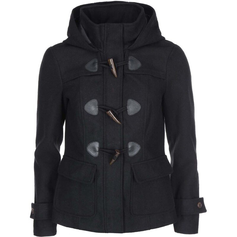 Černý kratší kabát s kapucí VERO MODA Mella