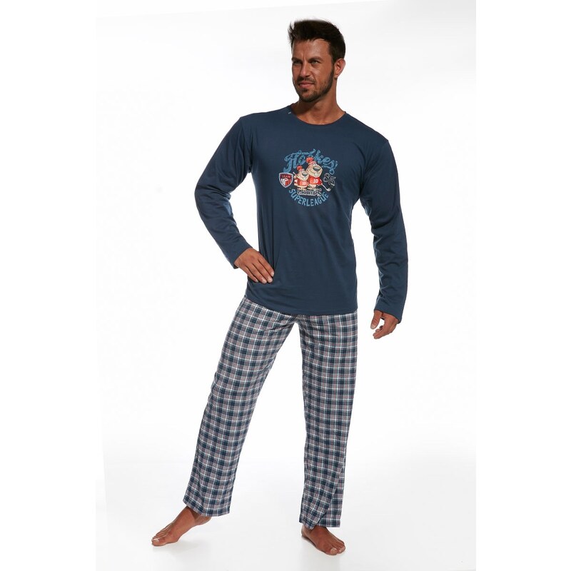 Cornette Pánské bavlněné pyžamo Hockey jeans S