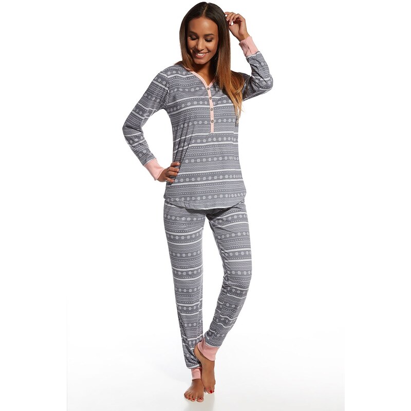 Cornette Dámské bavlněné pyžamo Stars šedá XL
