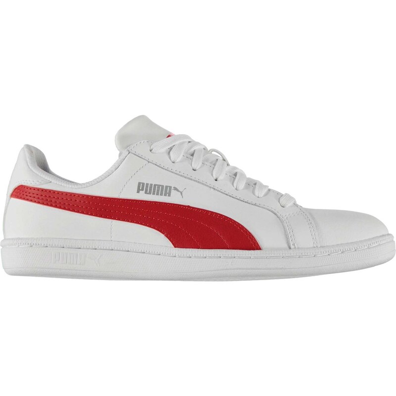 Puma Smash Leather Mens Trainers, white/red