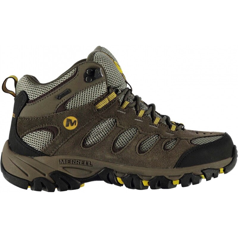 Merrell Ridgepass Mid GTX Mens Walking Boots, boulder/gold