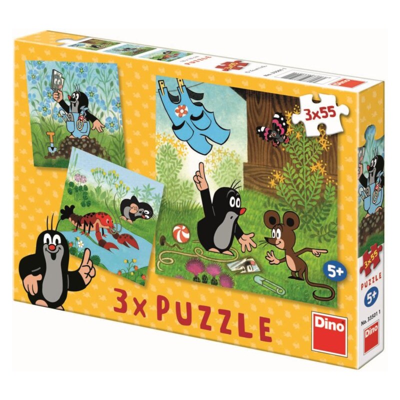 Dino Puzzle Krtek a kalhotky 3 x 55 dílků