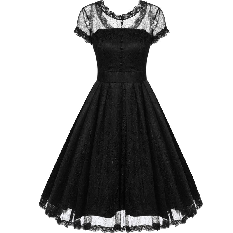 NoName 002 Dámské VINTAGE šaty černé krajkové