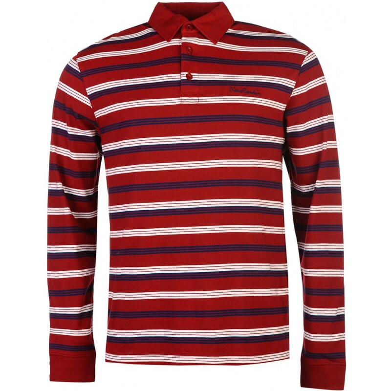 Pierre Cardin Long Sleeve Polo Shirt Mens, dark red