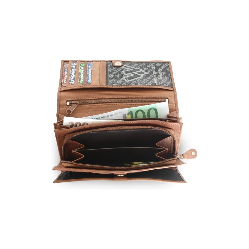 Tmavě hnědá dámská psaníčková kožená peněženka Imogen