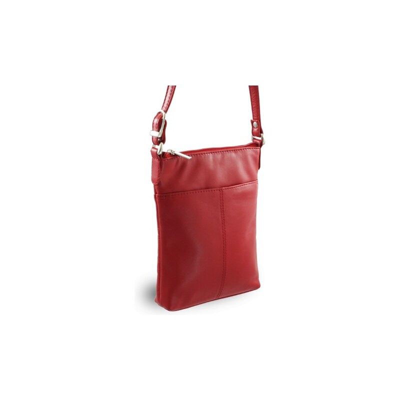 červená kožená zipová mini-kabelka