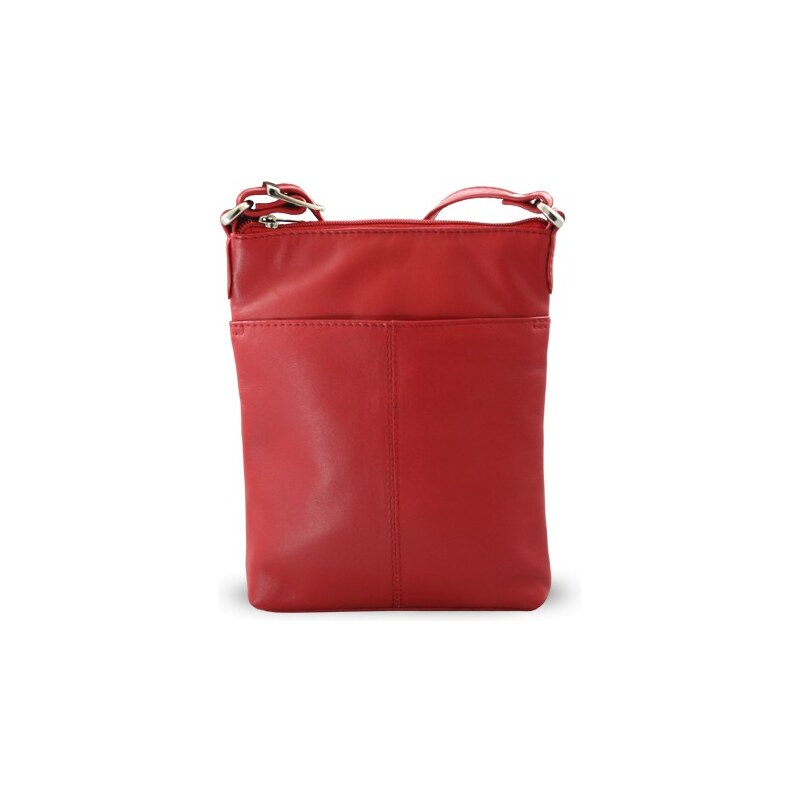 Červená dámská kožená zipová crossbody kabelka Jenny