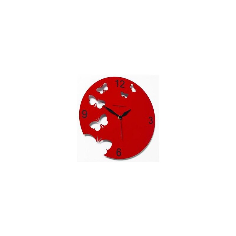 Designové hodiny D&D 201 Meridiana, červený lak