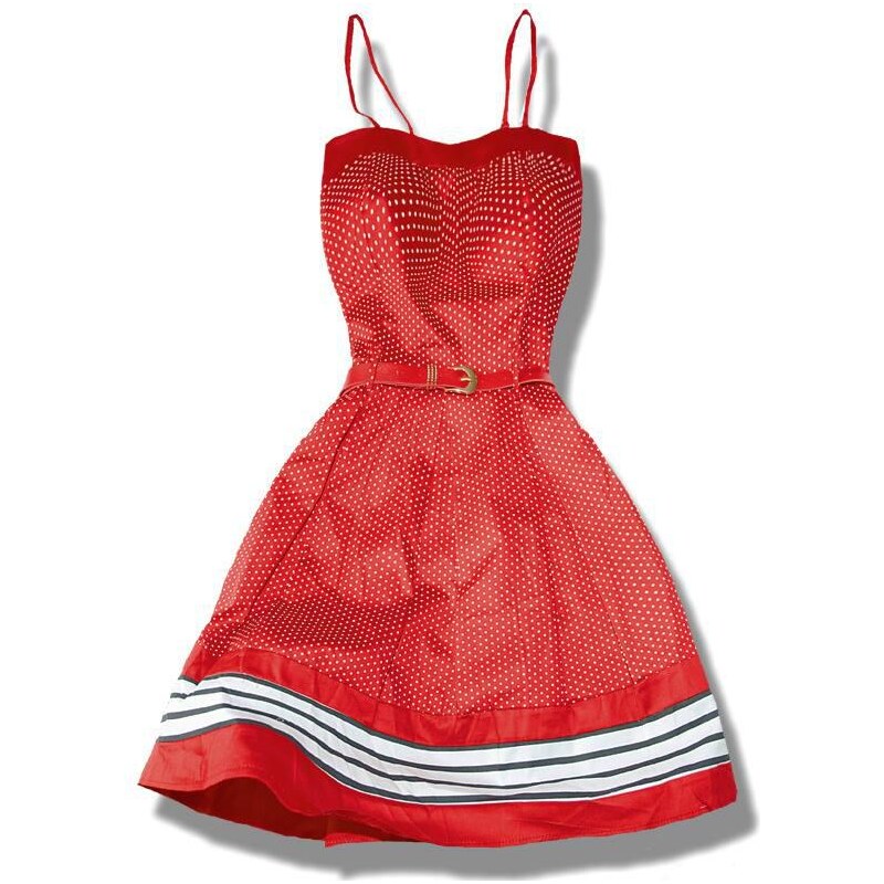 Červené šaty s tečkami 0977