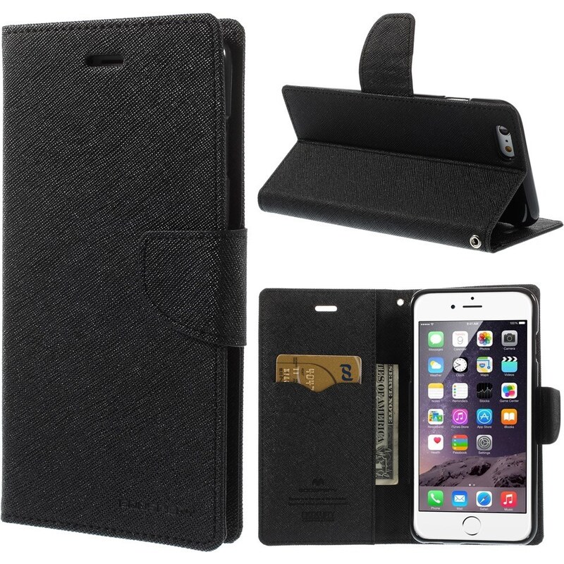 Pouzdro / kryt pro Apple iPhone 6 Plus / 6S Plus - Mercury, Fancy Diary BLACK/BLACK