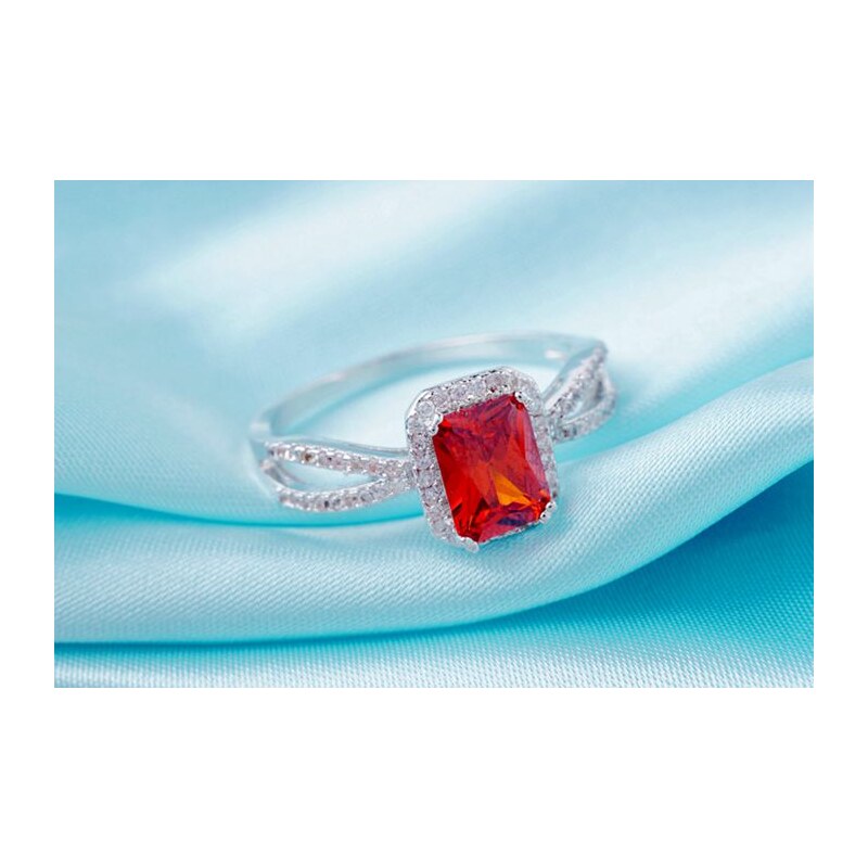 NoName 003 Luxusní prsten - kubický zirkon - červený
