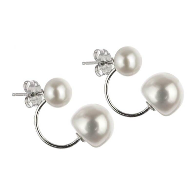 Eppi Dvojité stříbrné náušnice s perlami Dohna