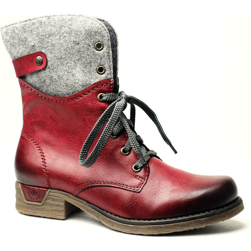 RIEKER 79604-36 red combination, dámské polokozačky - dámská obuv