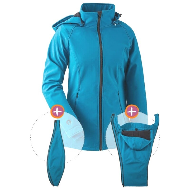 Mamalila softshell těhotenská a nosící bunda pro dva do každého počasí modrozelená
