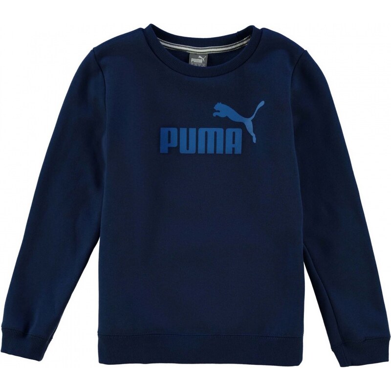 Puma Logo Boys Crew Sweater, blue