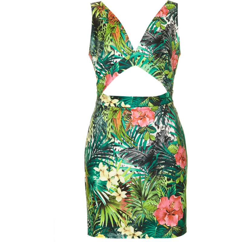 Topshop **Tropical Print Cut Out Dress by Rare