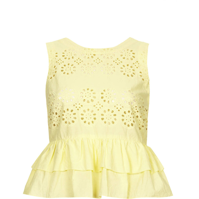 Topshop Broderie Frill Shell Top