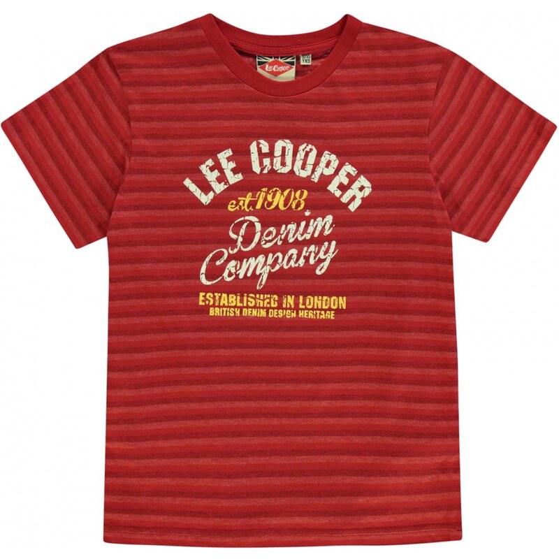 Lee Cooper Yarn Dye Crew T Shirt Junior Boys, vintage red