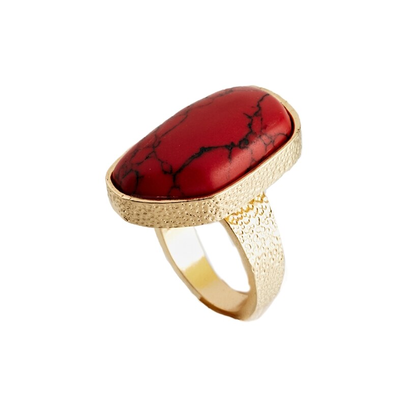 ASOS Nugget Semi Precious Ring - Red