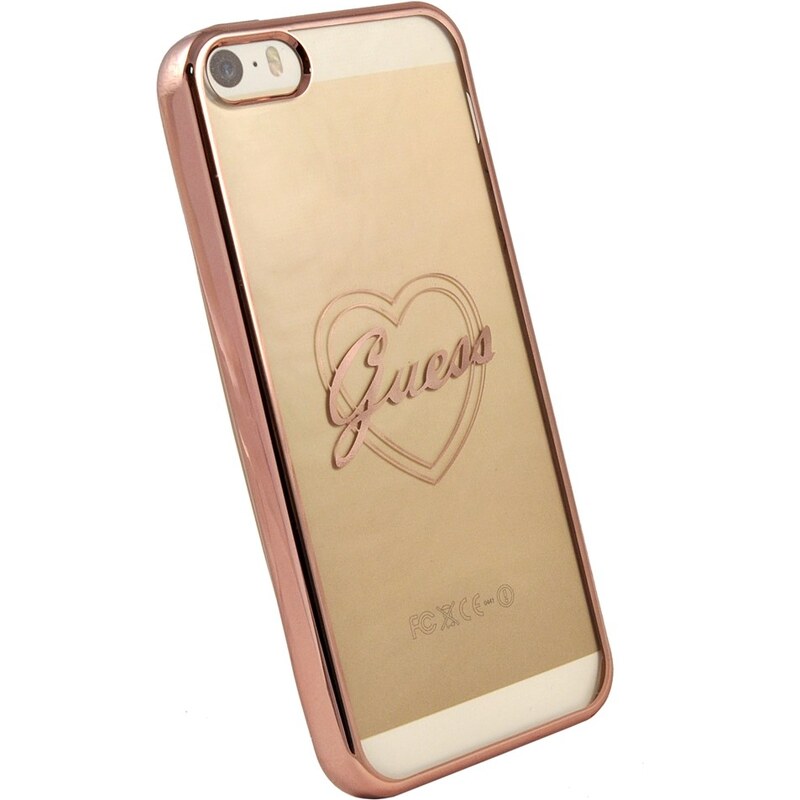 Zadní kryt Guess Signature Heart pro iPhone 5/5S/SE - růžovo-zlatý GUHCPSETRHRG