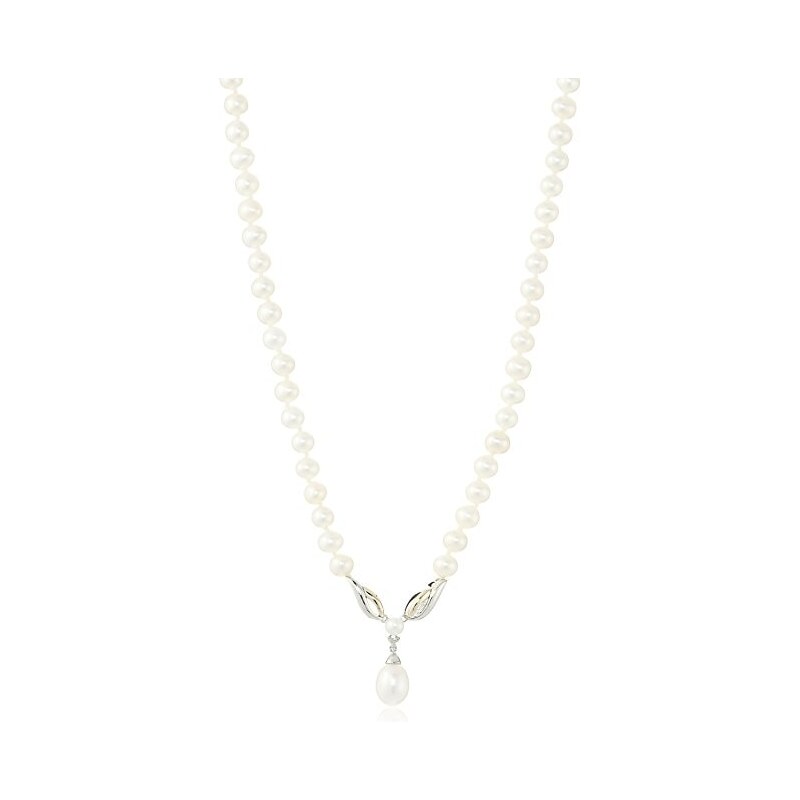 Stříbrný náhrdelník ze sladkovodních perel a diamantů KLENOTA