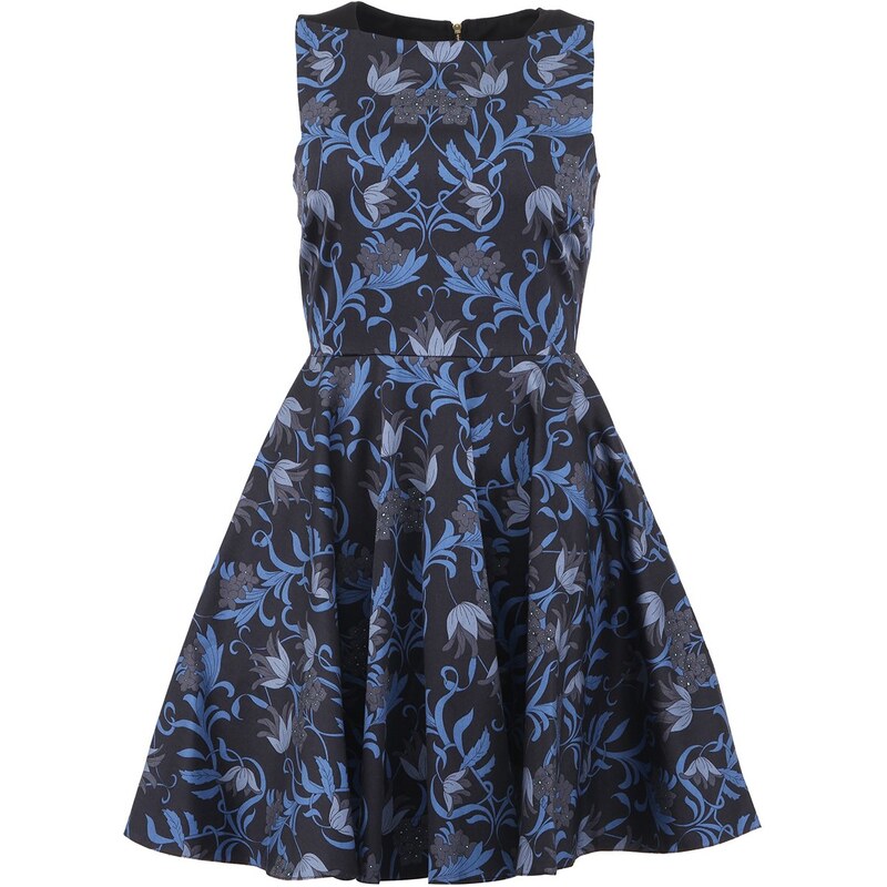 Tmavě modré šaty s barevnými květy Closet