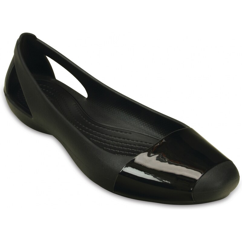 Crocs černé baleríny Sienna Shiny Flat Black s lesklou špičkou