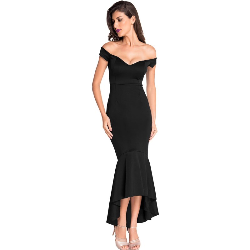 Elegantní černé dlouhé společenské šaty