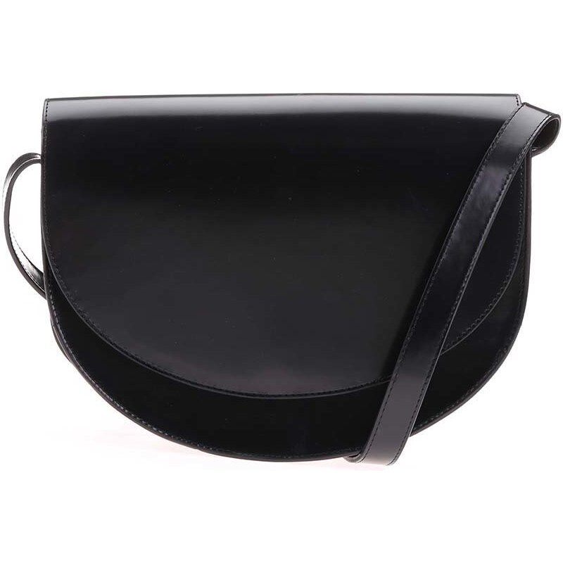 Černá menší kožená kabelka oválného tvaru Vagabond