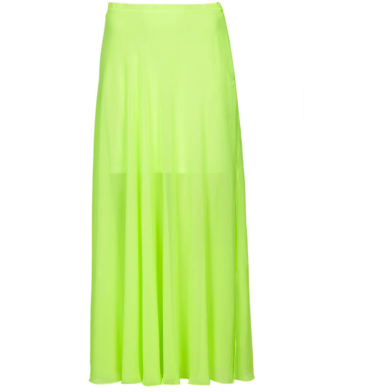 Topshop Lime Chiffon Maxi Skirt