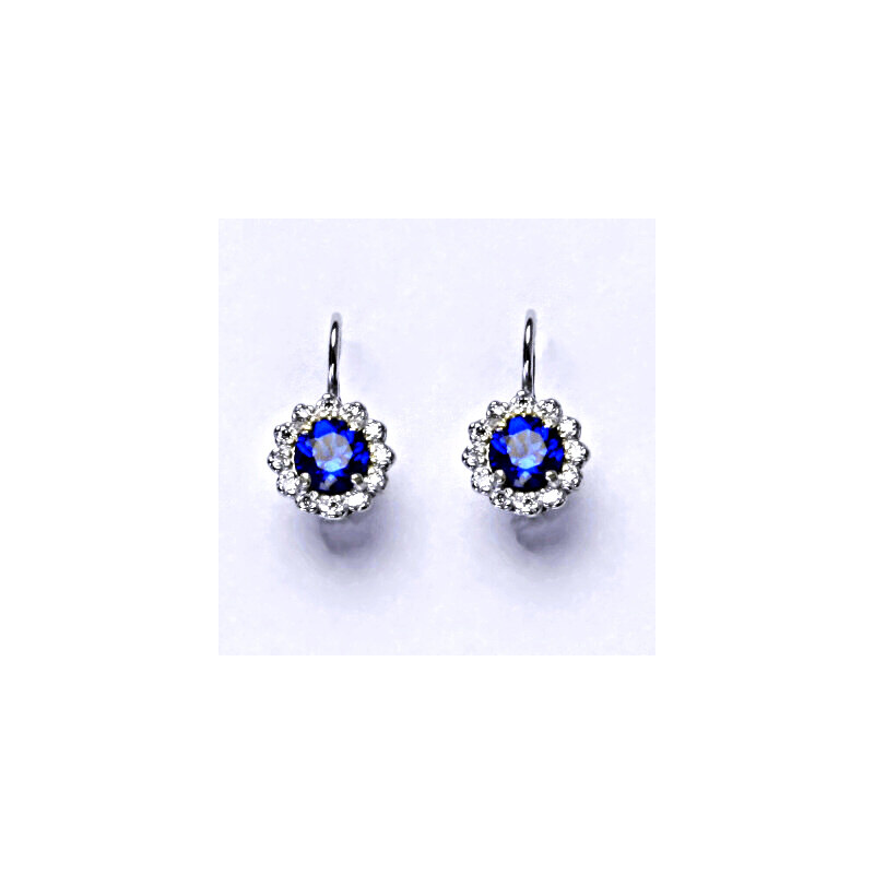 Stříbrné náušnice,syntetický spinel, čiré zirkony, 15940866