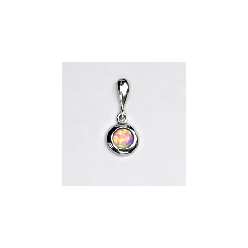 Stříbrný přívěsek, růžový synt. opál - P 1470/22 15940898