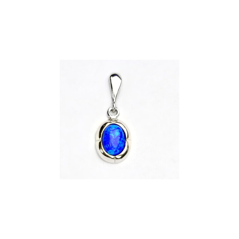 Stříbrný přívěsek, tmavě modrý syntetický opál - P 1374 15940919
