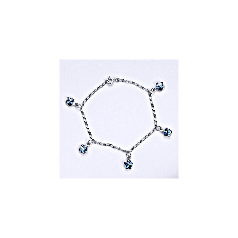 Stříbrný náramek se Swarovski krystaly akvamarin, 15940936
