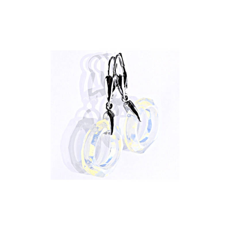 Čištín s.r.o. Stříbrné náušnice se Swarovski krystaly white opal