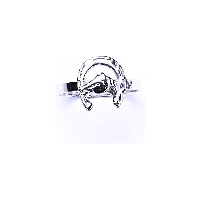 Stříbrný prsten , kůň v podkově - T 9 15941128
