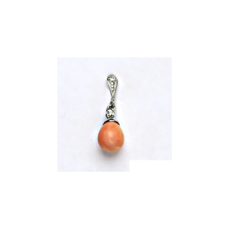 Čištín s.r.o. Stříbrný přívěsek, přírodní korál 10x8 mm, červený