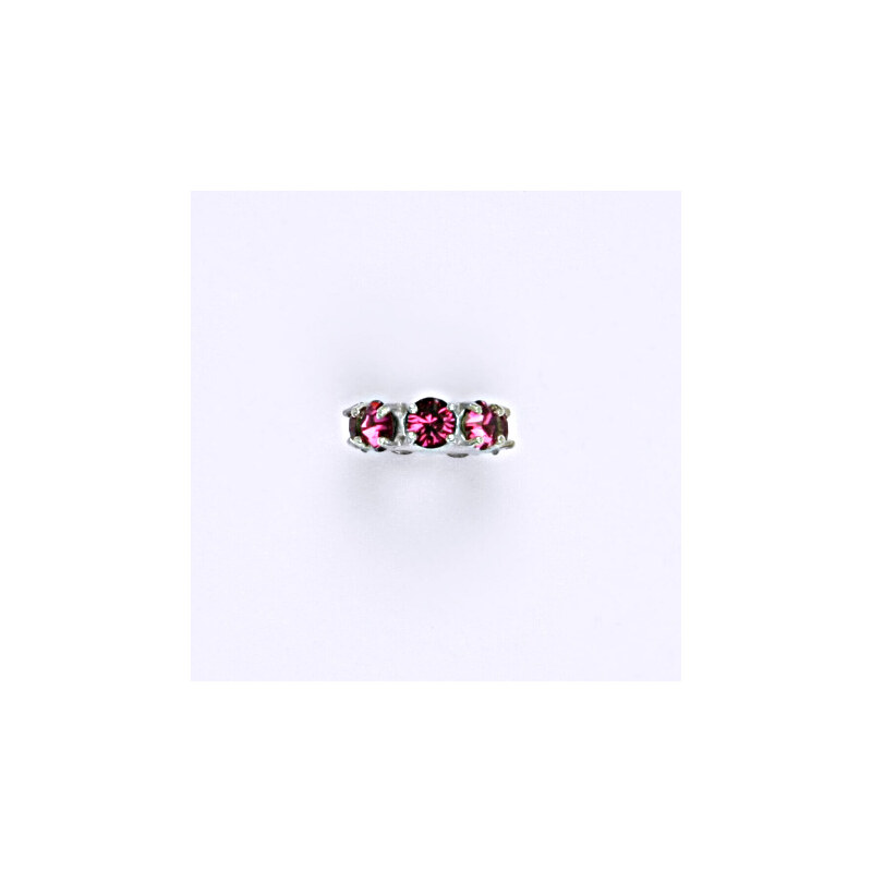 Korálek stříbrný na náramek se swarovski fuchsie krystal 15941337