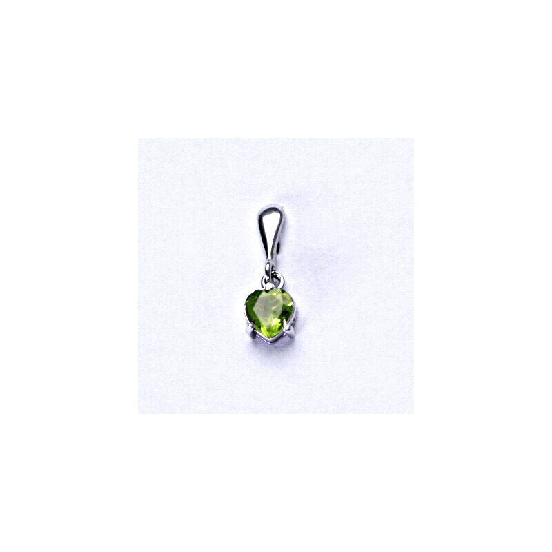 Stříbrný přívěsek srdce, přírodní kámen olivín - P 1362 15941415