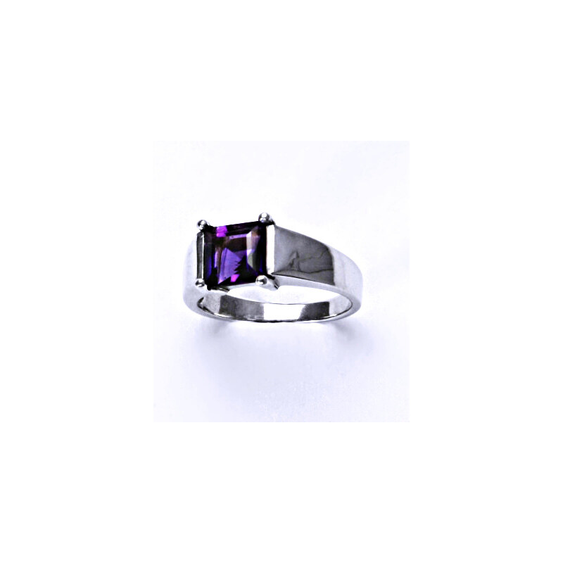 Stříbrný prsten, přírodní ametyst 7x7 mm, prstýnek ze 15941431