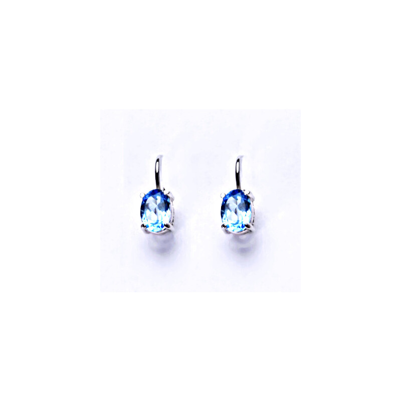 Čištín s.r.o. Stříbrné náušnice, přírodní topaz swiss 7x5 mm -