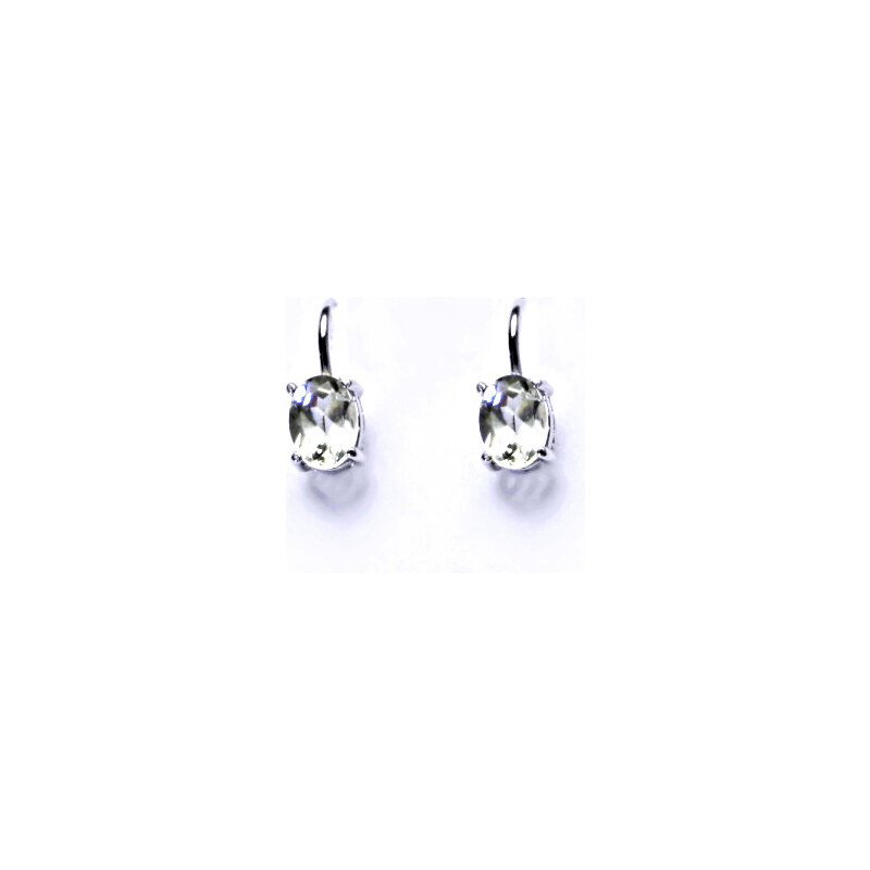 Stříbrné náušnice, přírodní green ametyst 7x5 mm - NK 15941440