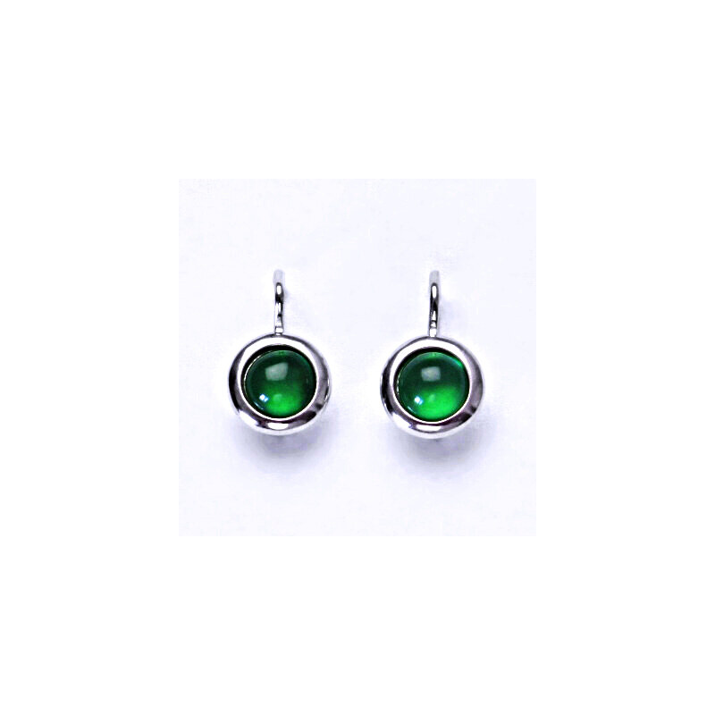 Čištín s.r.o. Stříbrné náušnice,přírodní green agate,zelený