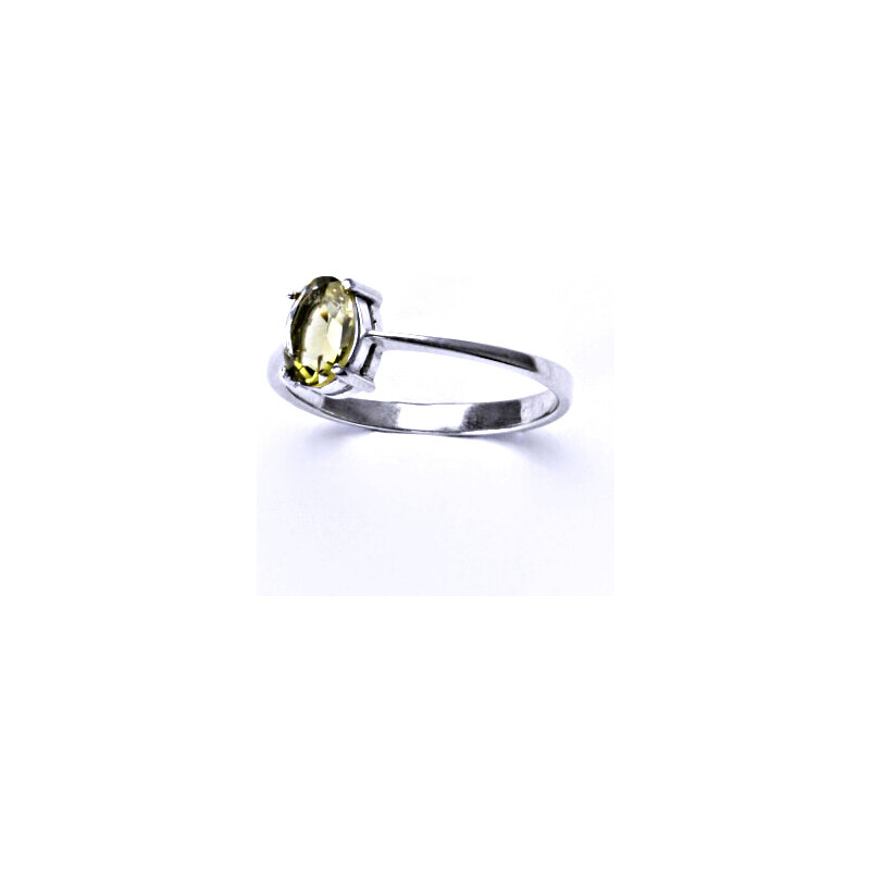 Stříbrný prsten, přírodní olivový křemen 8x6 mm - T 1245 15941486