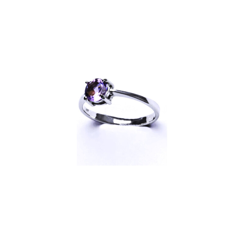 Stříbrný prsten, přírodní ametyst světlý 6 mm - T 1250 15941533